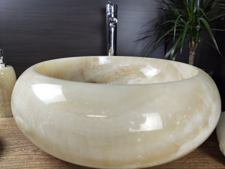 Накладная раковина из оникса Indo Donut Yellow Big DO-000166 фото
