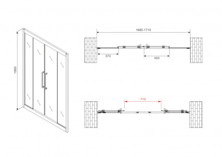 Душевая дверь ABBER Schwarzer Diamant AG33170BH 170 см фото