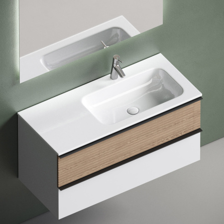 Тумба под раковину Sancos Delta DL100RW дуб светлый/белый фото