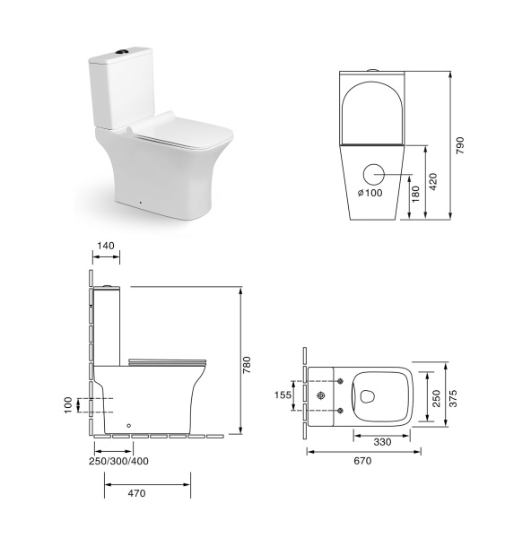 Унитаз напольный безободковый SantiLine SL-5023 с сиденьем фото