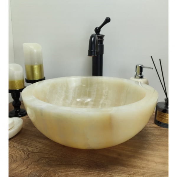 Накладная раковина из оникса Indo Bowl Yellow Small  BO-00366 фото
