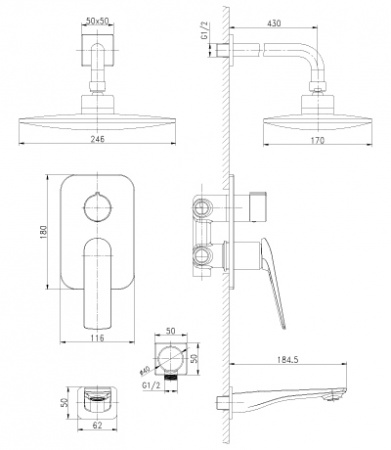 Душевая система для скрытого монтажа Lemark Allegro LM5922CW фото