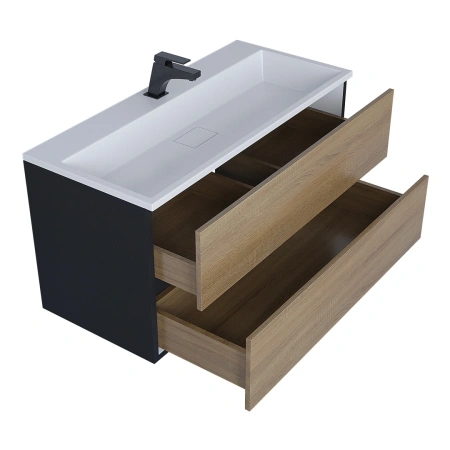 Тумба под раковину Uperwood Barsa 100 293020540 черная/дуб сонома фото