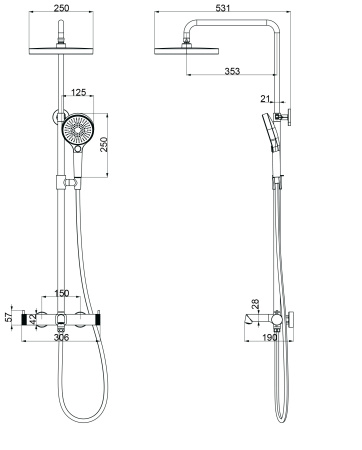 Душевая система Vincea Rim VSFS-2RM1MB черная матовая фото