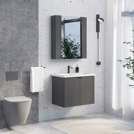 Тумба с раковиной Comforty Лима 70П 00-00015478 антрацит фото