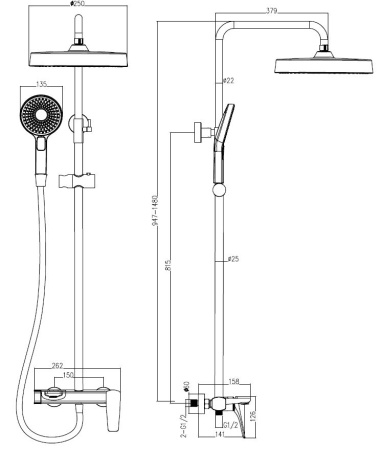 Душевая система Vincea Puro VSFS-5P1GM вороненая сталь фото