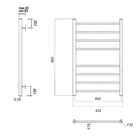 Полотенцесушитель водяной Domoterm Медея Медея П8 400х800 фото