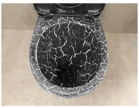 Унитаз-компакт напольный Rosa Рио 463288 черный кракелюр, с сиденьем фото