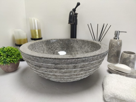 Накладная раковина из мрамора Bowl Marmo Grey Small BM-00037 фото