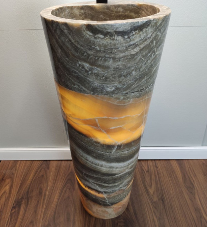 Раковина напольная из оникса Grey ON-01351 (40*40*90) фото