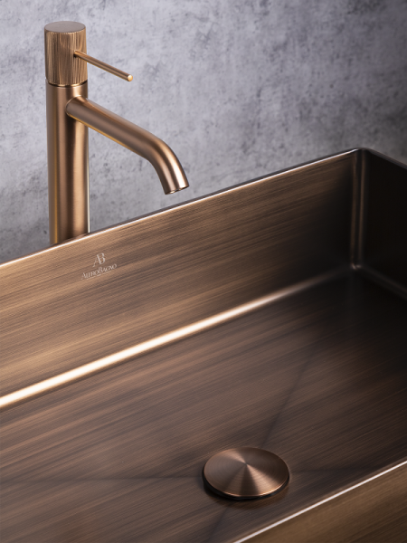 Накладная раковина из нержавеющей стали AltroBagno Solido 001024 BrAn состаренная бронза фото