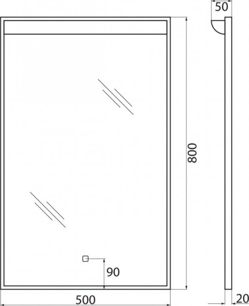 Зеркало Belbagno SPC-UNO-500-800-TCH 50x80 с сенсорным выключателем фото