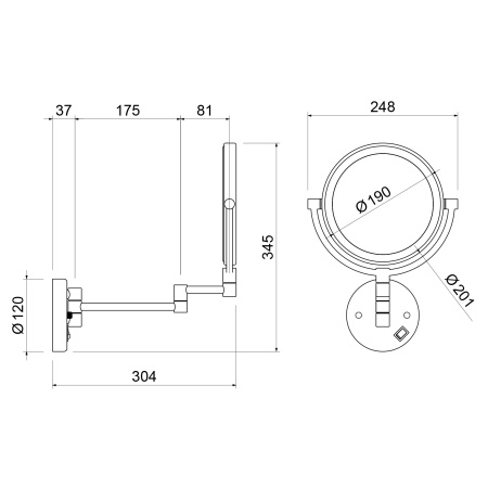 Косметическое зеркало настенное с подсветкой Timo Saona 13376/03 черный фото