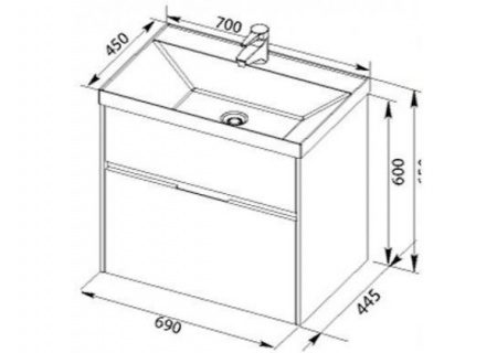 Тумба с раковиной Aquanet Латина 70 00212835 фото