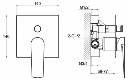 Смеситель для ванны и душа BelBagno Carin CAR-BASM-CRM фото
