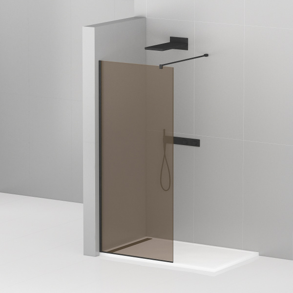 Душевая перегородка Cezares Liberta LIBERTA-L-1-80-120-BR-NERO стекло бронзовое, профиль черный фото