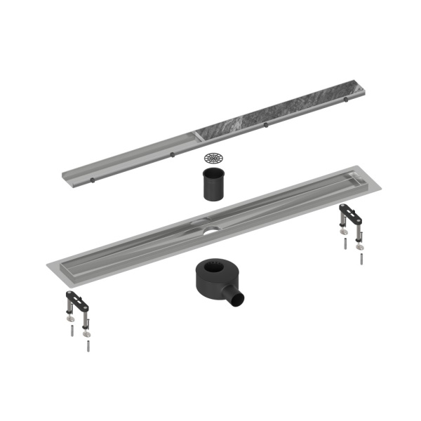 Душевой лоток Timo Drain System 100 DS230210/01 с двусторонней панелью под плитку, цвет сатин фото