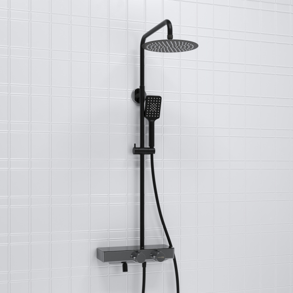 Душевая система (стойка) с термостатом WasserKRAFT Thermo A114.258.130.CB черная матовая фото