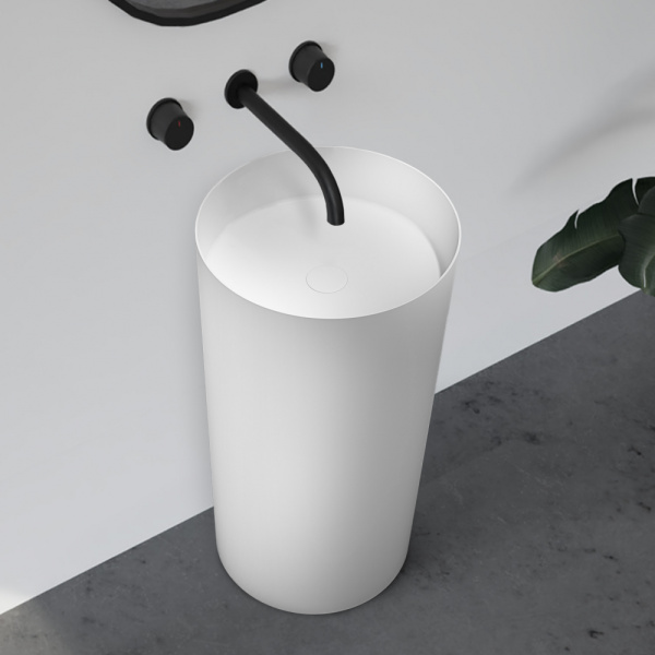 Напольная раковина Abber Stein AS2506 45x45 белая матовая / слив в пол фото