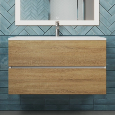 Тумба под раковину Uperwood Barsa 90 2937205251 белая/дуб сонома фото