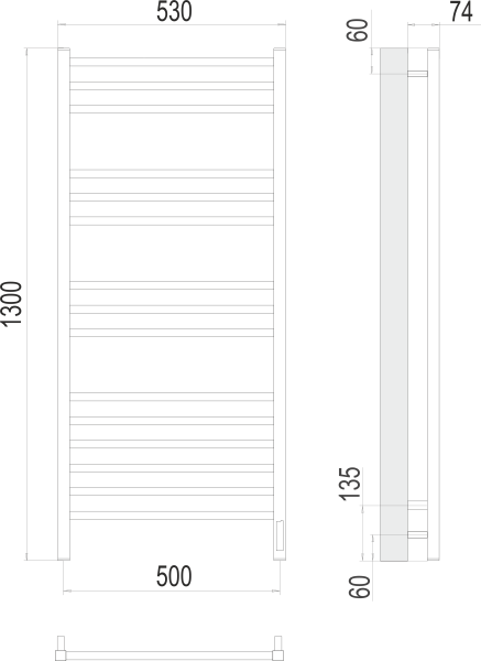 Полотенцесушитель электрический Terminus Ватикан П15 500х1300 4670078526212 фото
