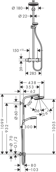 Душевая система (стойка) Hansgrohe Crometta 160 1jet 27264400 фото