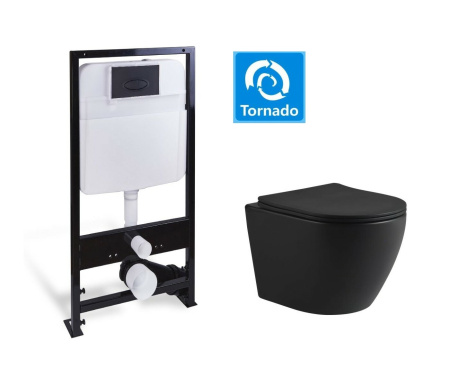 Комплект подвесной унитаз с инсталляцией SantiLine SL-5025MB+SL-03 фото