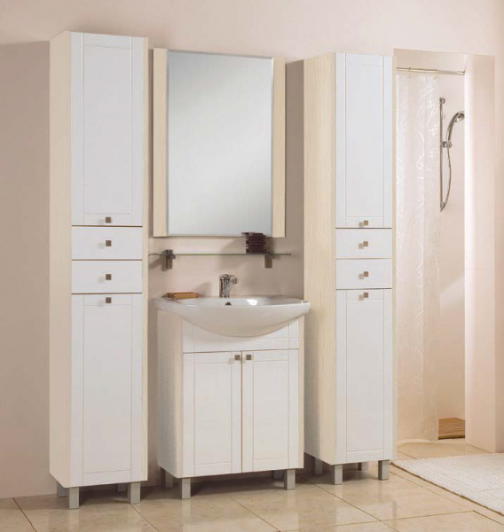 Шкаф-колонна с бельевой корзиной Акватон Альпина 65 1A133603AL530 дуб молочный фото