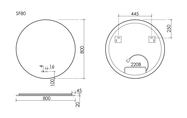 Зеркало с подсветкой Sancos Sfera 2.0 SF2.800 80x80 фото