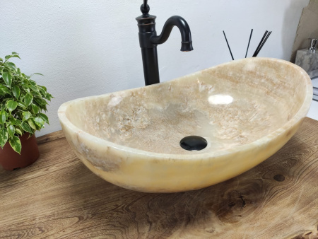 Накладная раковина из оникса Oval Yellow OO-01033 (55*38*19) фото