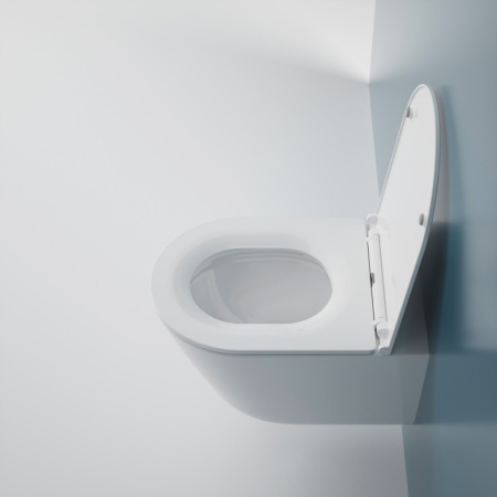 Подвесной унитаз безободковый Esbano CLAVEL-53T с сиденьем фото