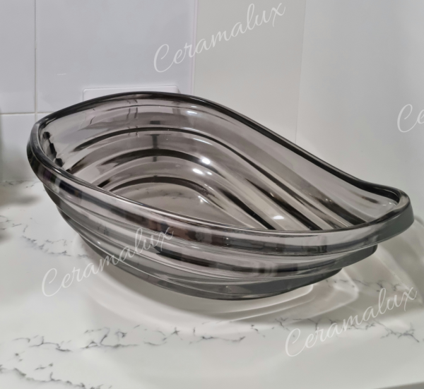 Накладная раковина из стекла CeramaLux GL50G 50x36 графит фото