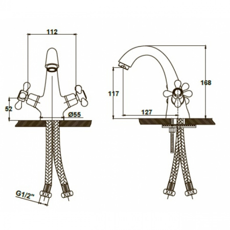 Смеситель для раковины двухвентильный Kaiser Carlson Style 44311-3 фото