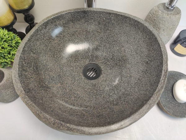 Накладная раковина из речного камня RSM0639 (41*38*15) фото