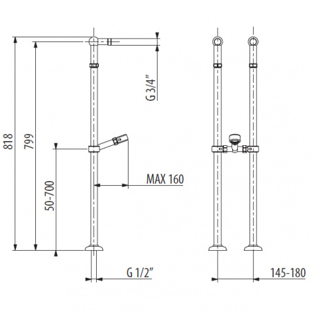 Комплект ножек для напольного смесителя Gattoni Accessori 1545/00С0 cr фото