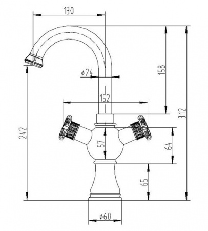 Высокий смеситель для раковины двухвентильный Zorg Antic A 2007U-BR фото