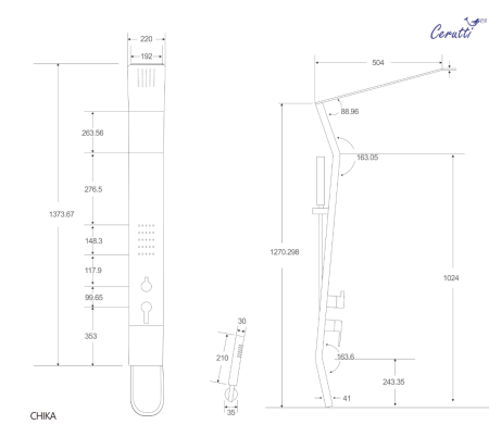Душевая панель Cerutti SPA Chika СТ9255 черная матовая фото