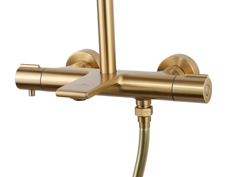 Душевая система с термостатом Kaiser Serio 05382-3 шлифованное золото фото