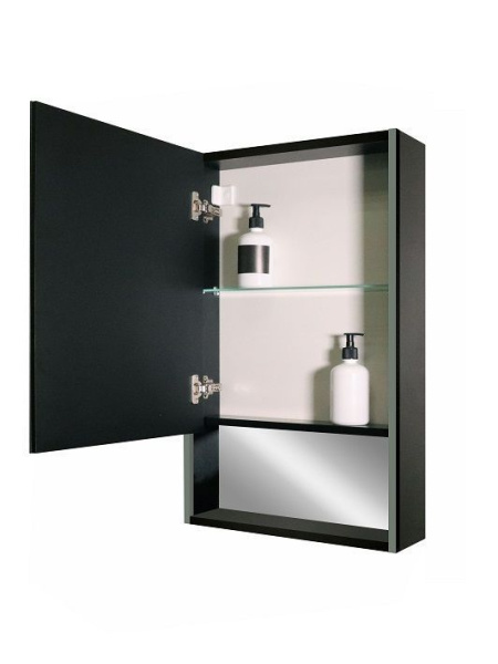 Зеркало-шкаф с подсветкой Art&Max Foggia AM-Fog-500-800-1D-L-DS-F-Nero 50x80 фото
