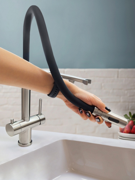 Смеситель для кухни с подключением к фильтру AltroBagno Flusso 050201Ni никель фото