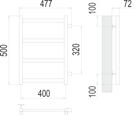 Водяной полотенцесушитель Аврора П4 400х500 бп320 Terminus 4670078529855 фото