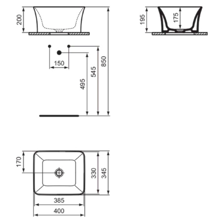 Накладная раковина Ideal Standard La Dolce Vita E271801 40x34 фото