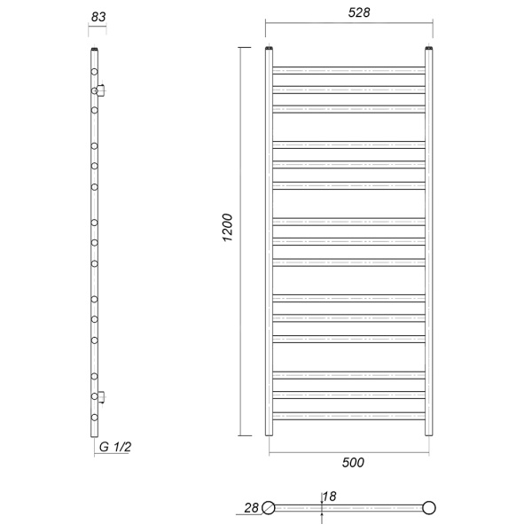 Полотенцесушитель водяной Domoterm Медея Медея П15 500х1200 АБР фото