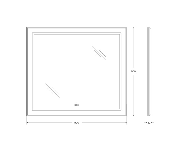 Зеркало с подсветкой, сенсорным выключателем и подогревом BelBagno SPC-KRAFT-900-800-LED-TCH-WARM-NERO 90x80 черное фото