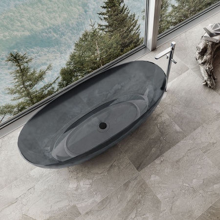 Прозрачная ванна из полиэфирная смолы Vincea VBT-6T01B 170x75 черная фото