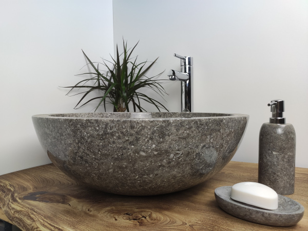 Накладная раковина из мрамора Bowl Grey Big BM-00023 (50*50*17см) фото