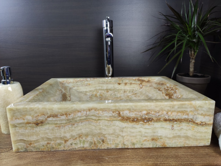 Накладная раковина из оникса Indo Prau Green Kecil OP-00147 фото