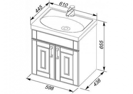 Тумба с раковиной Aquanet Рондо 60 00212618 фото