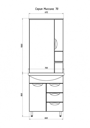 Зеркало-шкаф АСБ Мебель Мессина 70 9887 фото