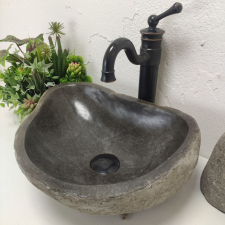 Накладная раковина из речного камня RS01489 (42*32*15) фото